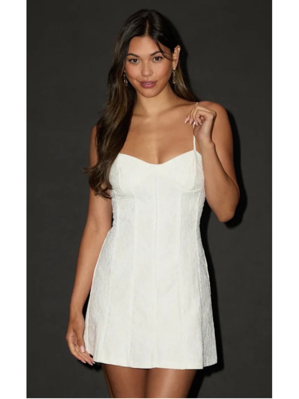 Lulus Ivory Lace Bustier Mini Dress Dainty Personality Size M NWT Date Bridal